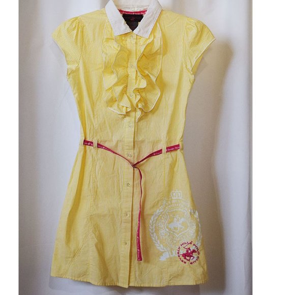 Girls Dress Glitter Button Front Ruffle Detail - Picture 1 of 7